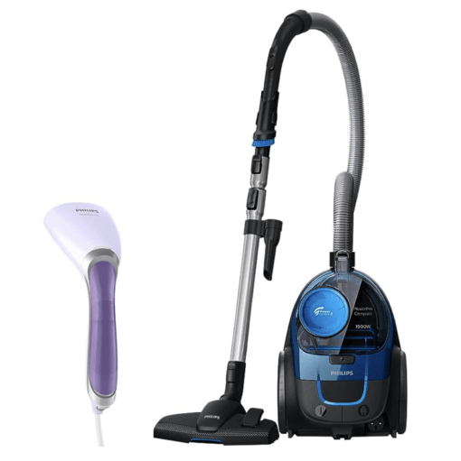 PHILIPS PowerPro FC9352/01 Compact Bagless Vacuum Cleaner (Blue) Handheld Garment Steamer GC360/30 - Vertical & Horizontal Steaming, 1200 Watt, up to 22g/min - Image 2
